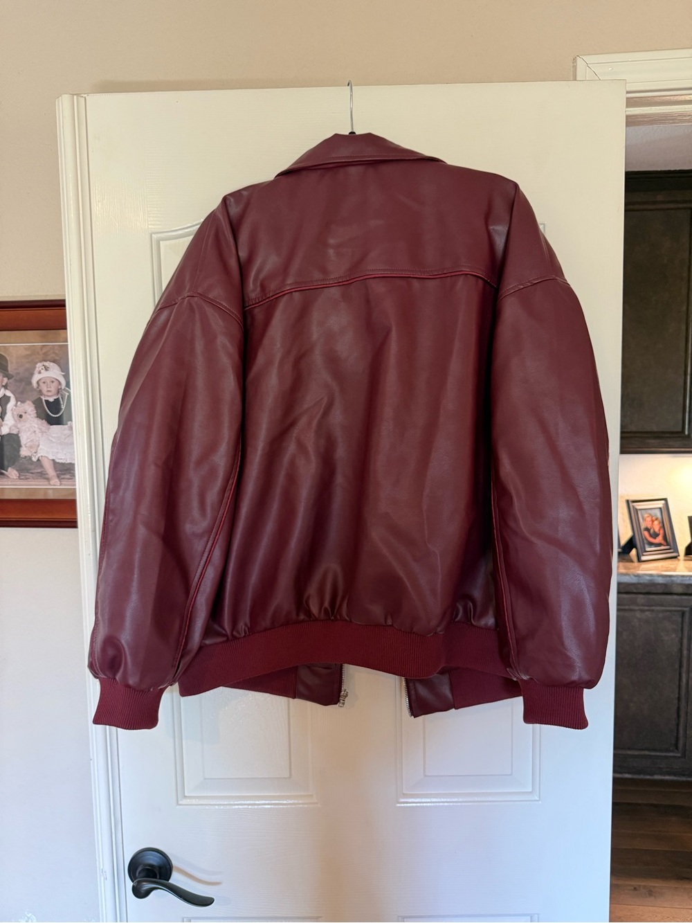 Princess Polly Wine Vegan Leather Jacket - Picture 3 of 5